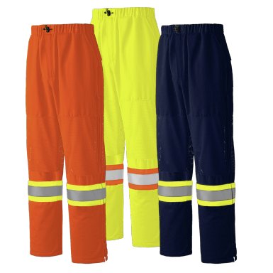 Atlas Safety Pants, Reflectorized cargo orange and black safety