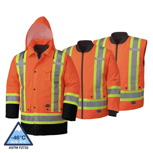 Hi-Vis Waterproof 7-in-1 Safety Parkas