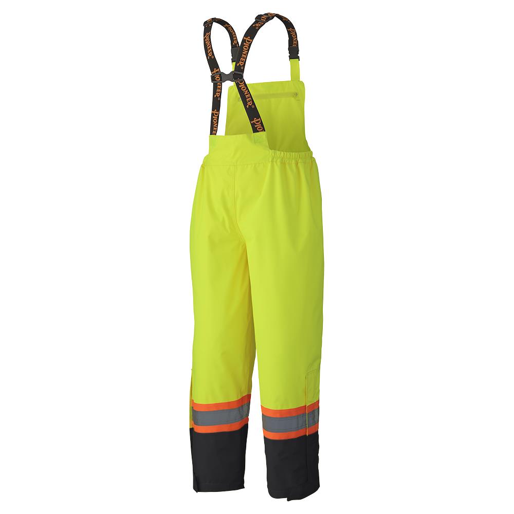 Hi-Vis Waterproof Safety Bib Pants - 300D Ripstop PU Coated Polyester - Lined