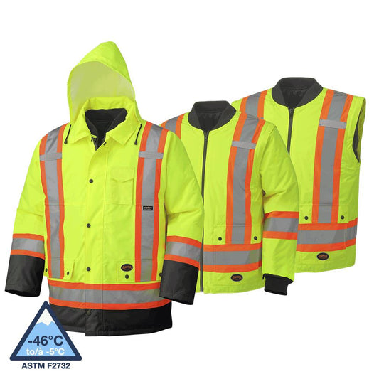 Hi-Vis Waterproof 7-in-1 Safety Parkas