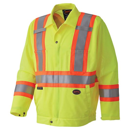 Traffic Safety Jackets - Poly Knit - Mesh Arm Panels