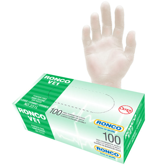 Clear Vinyl Examination Gloves, Powder-Free, 3 Mil Case of 10 Boxes