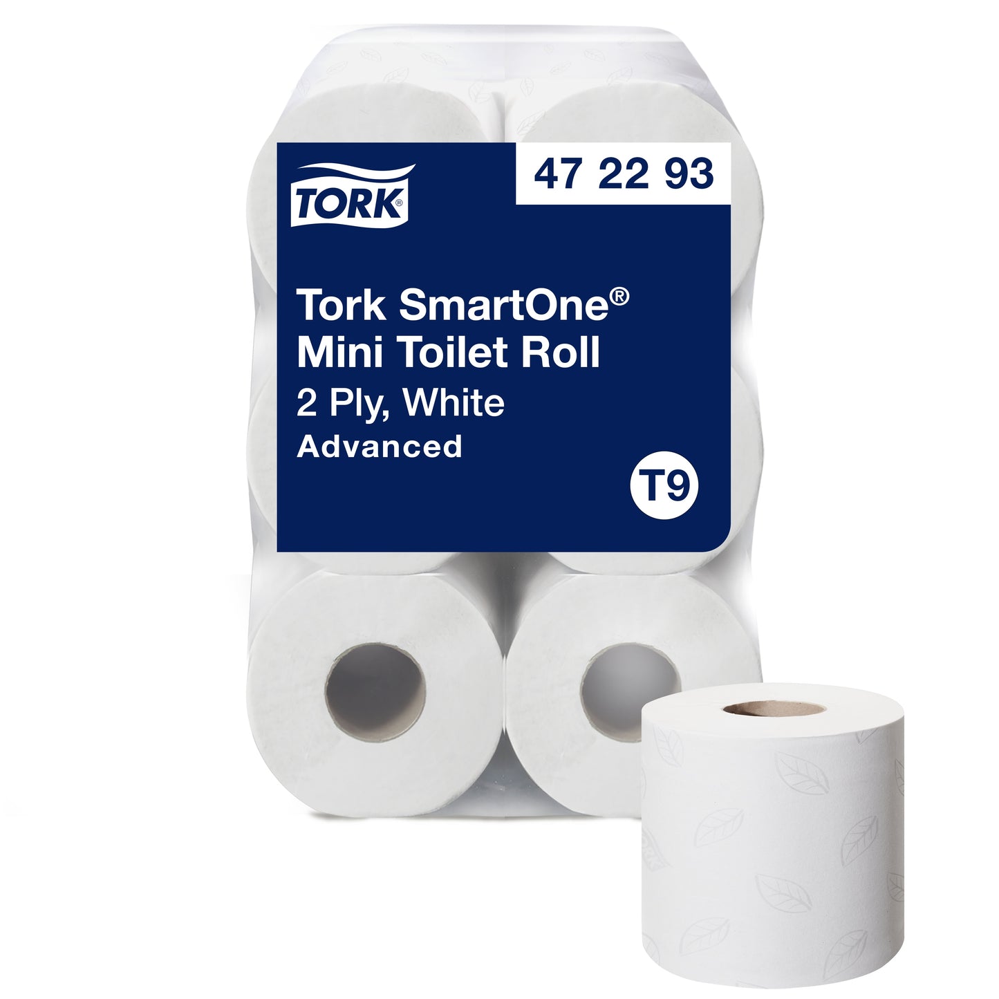 Tork SmartOne® Mini Toilet Paper Roll White with Gray Leaf T9