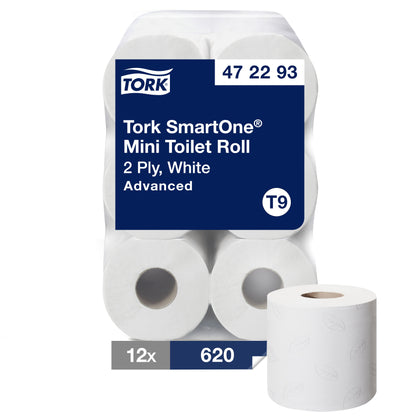 Tork SmartOne® Mini Toilet Paper Roll White with Gray Leaf T9