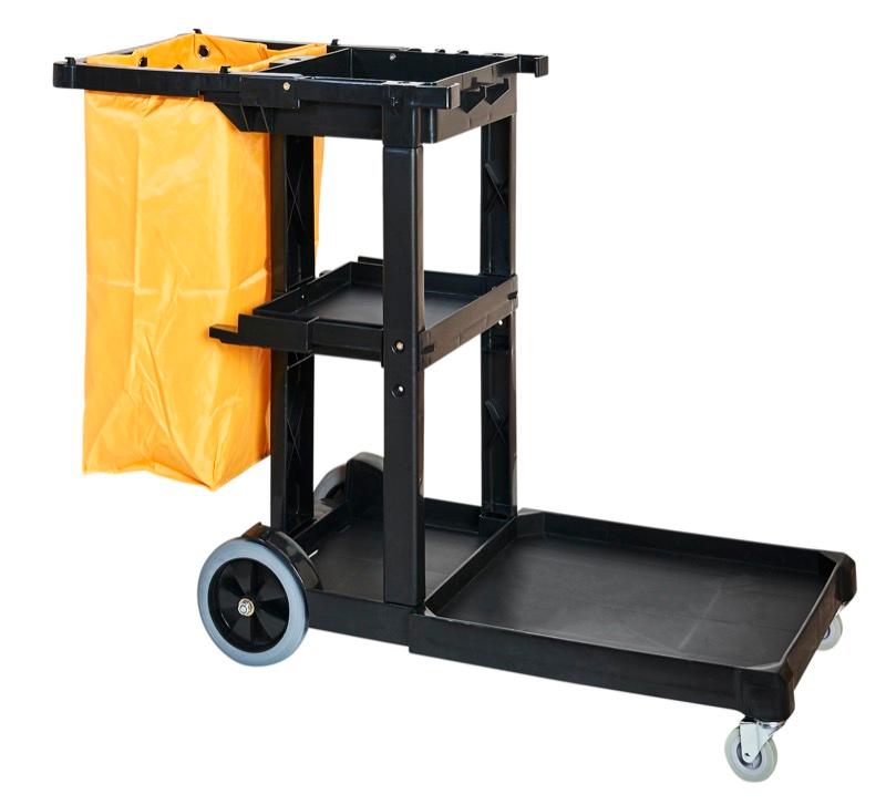 XL Janitor Cart with Zippered Bag - Black