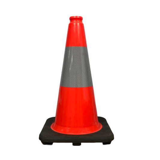 18" Orange PVC Traffic Cone Black Base