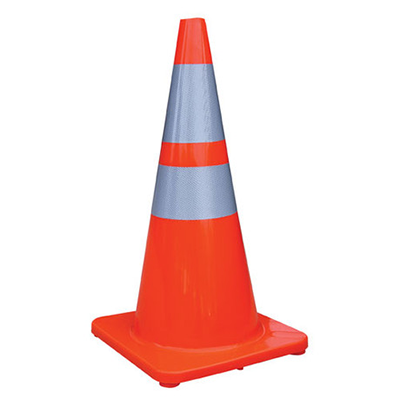 28" Orange PVC Traffic Cone HI Collars