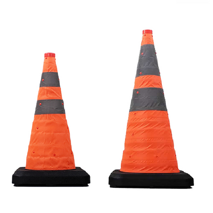 21" Collapsible Traffic Cone With LED Lights