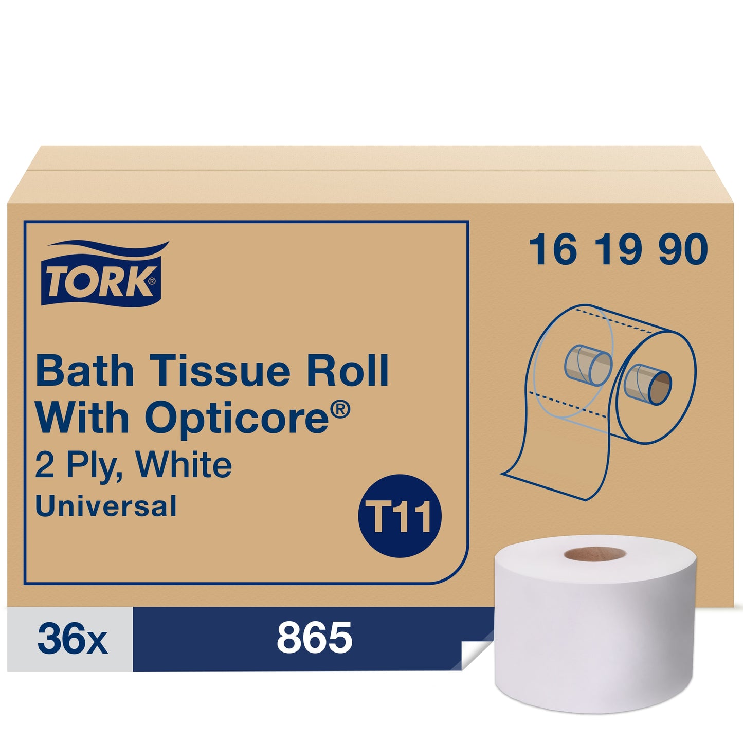 Tork OptiCore® Mid-size Toilet Paper Roll White T11