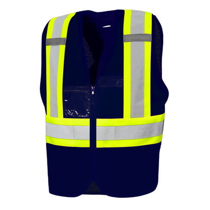 High Visibility Traffic Vest w/ Zipper, 4" Refl. Tape, 8 Pockets