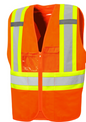 High Visibility Traffic Vest w/ Zipper, 4" Refl. Tape, 8 Pockets